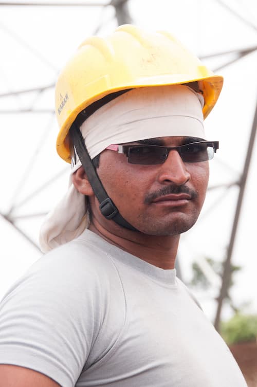 Male construction worker overseeing jobsite